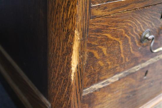 An Edwardian oak pedestal desk W.153cm